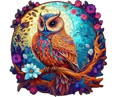 Medinė dėlionė suaugusiems 280 detalių Owl, 34 x 33.6 cm, netaisyklingos unikalios formos gyvūno medinė dėlionė su medine dovanų dėžute