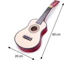 Medinė žaislinė gitara New Classic Toys 10300, natūrali/raudona