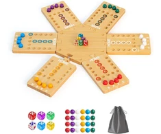Medinis Ludo žaidimas su kauliukais ir figūrėlėmis, šeimos pramoga
