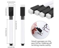 Meetory 10 vnt. 2-in-1 magnetiniai rašikliai baltajai lentai - sausai valomi su trintuku, skirti naudoti mokykloje, biure, namuose, juodi