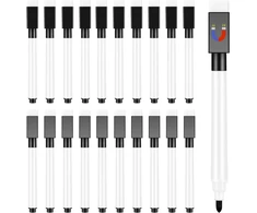 Meetory 10 vnt. 2-in-1 magnetiniai rašikliai baltajai lentai - sausai valomi su trintuku, skirti naudoti mokykloje, biure, namuose, juodi