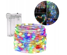 Megashop vielinės lemputės ant baterijų 50 led multicolor eglutei, biurui, namams, langams 5m 3xaa