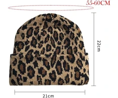 Megzta kepurė su leopardo raštu žieminė megzta kepurė su leopardo raštu vilnonė kepurė moteriška žieminė kepurė šilta kepurė gyvūnų rašto leopardo kepurė gyvūnų rašto kepurė slidinėjimo kepurė moterims vyrams lauko jojimui