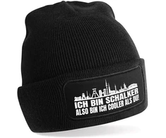 Megzta kepurė su užrašu | Ich bin Schalker also bin ich cooler als du! | Spalvų pasirinkimas | Minkšta ir šilta futbolo kepurė Schalke fanui | Skyline | Softtouch vienas dydis suaugusiems
