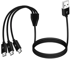 Meiriyfa Usb A į 3x Micro Usb daliklis, 1m, juodas