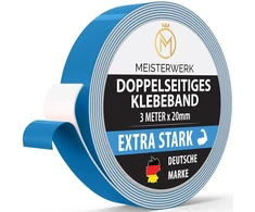 Meisterwerk dvipusė lipni juosta be gręžimo – [ypač stipri] – universali montavimo juosta i dvipusė lipni juosta stipri i dvipusė lipni juosta (3 m x 20 mm)