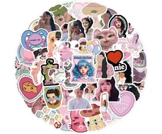 Melanie Martinez lipdukai, 50 vnt. Singer Idol lipdukų rinkinys, estetiniai viniliniai vandeniui atsparūs lipdukai nešiojamam kompiuteriui, bagažui, riedlentei, gitarai, mergaitėms ir suaugusiems