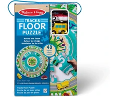 Melissa &amp; Doug Kartoninis grindų dėlionė „rails Around the Coast“ ir užsukami automobiliai – 48 detalės, skirtos berniukams ir mergaitėms nuo 3 metų