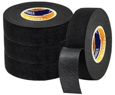 Mellystore audinio izoliacinė juosta laidų pynėms, medvilninė juosta, juoda tekstilinė audinio juosta automobiliams, triukšmo mažinimui, 19 mm x 15 m, 4 vnt.