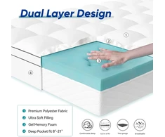 Čiužinys Memory foam antčiužinis 90 x 200 cm H2 H 3.10 cm aukščio, antčiužinis su nuimamu pūkų užvalkalu ir geliniu putų poliuretanu, minkštas ir patogus antčiužinis