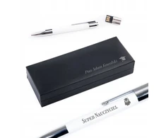 Memup Rašiklis su 64 Gb Usb 2.0 atmintine baltas + dėklas dovana mokytojų dienai