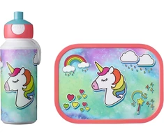 Mepal Campus Unicorn pietų rinkinys, gertuvė ir priešpiečių dėžutė su bento įdėklu, idealiai tinka mokyklai ir laisvalaikiui, galima plauti indaplovėje, 400 ml + 4 sumuštinių lentelės