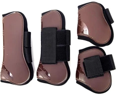 Merauno® Classic sausgyslių ir kulkšnies apsaugos žirgams, tvirtas pu kietas kevalas su elastiniais velcro dirželiais, tinkamas eržilams ir kumelėms, 4 vnt. rinkinys (viena pora priekinėms ir viena pora užpakalinėms kojoms)