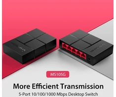 Šakotuvas Mercusys ms105g 5-portų gigabitinis tinklo jungiklis iki 2000 mbps, rj-45 prievadai lan jungiklis, auto-mdi/mdix, be ventiliatoriaus, tylus veikimas, plug and play, automatinis greičio ir dvipusio ryšio reguliavimas