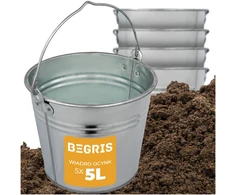 Metalinis cinkuotas kibiras 5l stiprus cinkas 5 vnt sodo kibirėlis