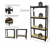 Metalinis garažo lentynų stovas 150x75x30cm, 4 lentynos, 150kg, Mdf