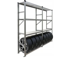Metalinis garažo stovas 8 padangoms + 6 lentynos 200x40x252cm Solidus Tvirtas