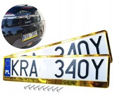 Metalizuoti aukso spalvos chromuoti numerių rėmeliai