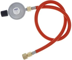 Meter Star 1lb propano dujų baliono ir mažo butano kanistro reguliuojamas reguliatoriaus rinkinys su 80 cm ilgio žarna G1/4 colio kairiuoju sriegiu ir 1/2 colio užspaudžiamu universaliu sriegiu dujinėms viryklėms, kepsninėms, stovyklavimui