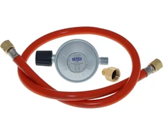 Meter Star 1lb propano dujų baliono ir mažo butano kanistro reguliuojamas reguliatoriaus rinkinys su 80 cm ilgio žarna G1/4 colio kairiuoju sriegiu ir 1/2 colio užspaudžiamu universaliu sriegiu dujinėms viryklėms, kepsninėms, stovyklavimui