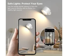 Mexllex vidaus sieninis šviestuvas, 2 vnt., sieninis šviestuvas su usb įkrovimu, 3 spalvos ir 3 ryškumo lygiai, led sieninis šviestuvas, vidaus 360° pasukami jutikliniai sieniniai šviestuvai belaidžiai sieniniai šviestuvai (balti)