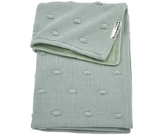 Meyco Baby megztas žieminis velvetinis kūdikio pledukas su mazgais (80% medvilnės ir 20% poliesterio) - universalus, lengvai prižiūrimas, laidus orui, Stone Žalias (75cm x 100cm)
