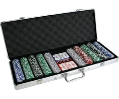 Mgm Games - pokerio žetonų dėklas su 500 žetonų - įvairiaspalvis - 140500 - kortų žaidimas - metalinis - 2–6 žaidėjai - žaidimo kortos - stalo žaidimai - 11,5 g - 56 cm x 21 cm