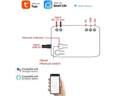 Mhcozy 1 kanalo Usb 5v Ac/dc 7-32v išmanusis Wifi belaidis relės jungiklio modulis, Tuya Smart Life programėlės nuotolinis valdymas, suderinamas su Alexa Google Home (1)