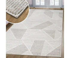 Mia S Teppiche Oku-tex Kilimas svetainei | Harmonia | Kilimas svetainei | Modernus raštas | Geometrinis | Trikampis | Aukštas-žemas efektas | Smėlio spalvos | 60 x 110 cm