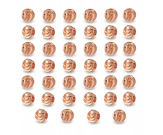 MIC Žalvario karoliukai, atspari danga, rausvas auksas, rifliuoti, 3x2mm, 40vnt