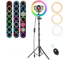 Miccye Rgb 10 colių žiedinė lempa su 180 cm stovu makiažui ir video