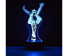 Michael Jackson naktinė lemputė, 3d iliuzijos naktinė lemputė, modernios Led stalinės lempos, 7 spalvų keitimas jutikliniu valdymu Usb įkrovimo apšvietimas