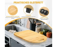 Michihomie Stumdoma lenta Thermomix Tm6 Tm5, lenta Thermomix su ratukais, lengvai slystanti Thermomix Tm6 medinė riedėjimo lenta/stumtuvas, maisto procesoriaus Tm6 priedų padėklas