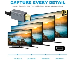 Micro Hdmi 2.1 8k 60hz Susuktas Kabelis (100cm)