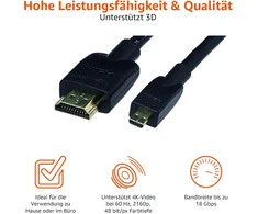 Micro Hdmi į Hdmi kabelis, 1.8m, 4k@60hz, 18gbps