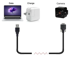Micro Usb 3.0 90 laipsnių kampu duomenų kabelis su tvirtinimo varžtais, 0.52 m
