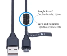 Micro usb kabelis | greito įkrovimo kabelis android įkroviklis nailoninis suderinamas su Lenovo Yoga Tab 8, Tab 2 A7-30, Tab 2 10.1, Tab 2 Pro, Tab 2 8, Tab 3 8, Yoga Tab 10, Tab 2 10, Tab 3 10, Tab 3 Pro (1m)
