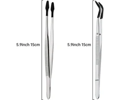 Micvtve pincetų su guminiu antgaliu rinkinys laboratorijai, 2 vnt., pincetai pomėgiams, pramonei, juvelyrinės replės, pašto ženklams, 15 cm