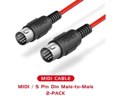 Midi kabelis 2m, 5-pin Din, 2 vnt. raudonas