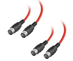 Midi kabelis 2m, 5-pin Din, 2 vnt. raudonas