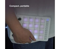 Midi pad valdiklis, būgnų pad mašina, bluetooth usb midi valdiklis su 16 rgb apšvietimo pad'ų, nešiojamas midi valdiklis būgnų pad klaviatūra su 8 priskiriamais mygtukais