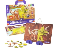 Mieredu Magnetinis dėlionė Triceratops – magnetinis dinozaurų žaidimas vaikams nuo 3 metų – montessori žaislas, motorinius įgūdžius ir koncentraciją – dėlionės padėklas mažiems dinozaurų gerbėjams