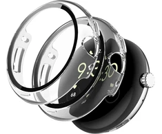 Miimall [2 vnt.] dėklas su ekrano apsauga, skirtas google pixel watch 3, apsauginis dėklas, lengvas itin plonas įbrėžimams atsparus apsauginis dangtelis, skirtas 41 mm pixel watch3 (2024) dėklui, 2 x skaidrus