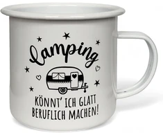 Mijoma emaliuotas puodelis su motyvų atspaudu - 450 ml kempingo kavos puodelis, lengvas, tvirtas, emaliuota rankena, idealus kaip gėrimo puodelis (camping Can I Do)