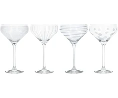 Mikasa Cheers Martini taurės, 290 ml, 4 vnt. rinkinys, krištolo stiklas, sidabrinės, 400 ml, 4 vnt. rinkinys