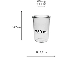 Mikken 4 stiklainiai / apvalūs stiklainiai 750 ml