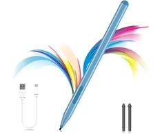 Milikilo rašiklis, skirtas microsoft surface pro11/10/9/8/x/7+/6/5/4/3/surface 3, surface go 3/2/1, surface laptop/studio/book 4/3/2/1 su trintuku šoniniu mygtuku, delno atmetimo funkcija (mėlynas)