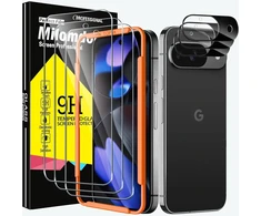 Milomdoi 3 stiklų rinkinys, skirtas Google Pixel 9, grūdintas stiklas su 3 kamerų apsauga, grūdinto stiklo ekrano apsaugos priedai, [tinka pirštų atspaudų skaitytuvui] telefono dėklas