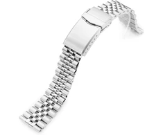 Miltat Super-jub Ii Qr 316l šlifuoto nerūdijančio plieno laikrodžio apyrankė tiesiu galu, 20 mm, sidabrinė, Classic