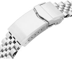 Miltat Super-jub Ii Qr 316l šlifuoto nerūdijančio plieno laikrodžio apyrankė tiesiu galu, 20 mm, sidabrinė, Classic